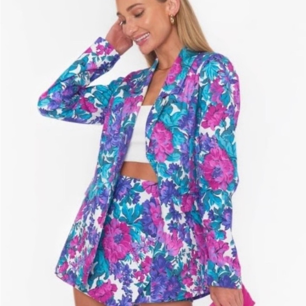 Show Me Your MuMu Floral Blazer - Pink and Blue